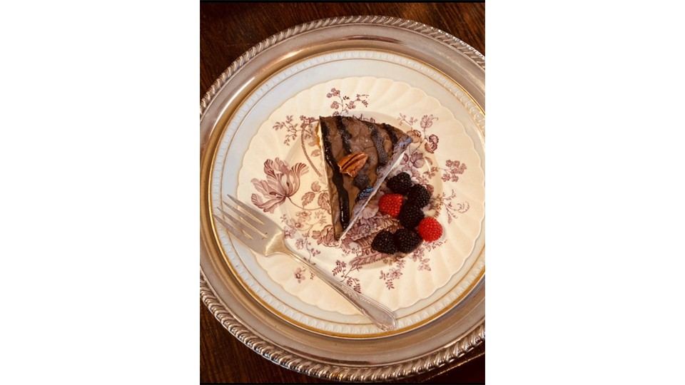 Dessert served on fine china at Abigail's Grape Leaf
